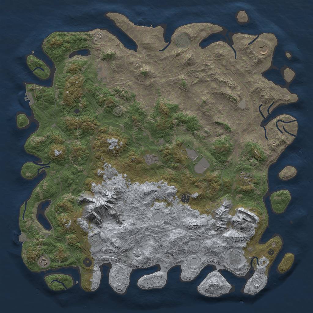 Rust Map: Procedural Map, Size: 5250, Seed: 1995415746, 19 Monuments