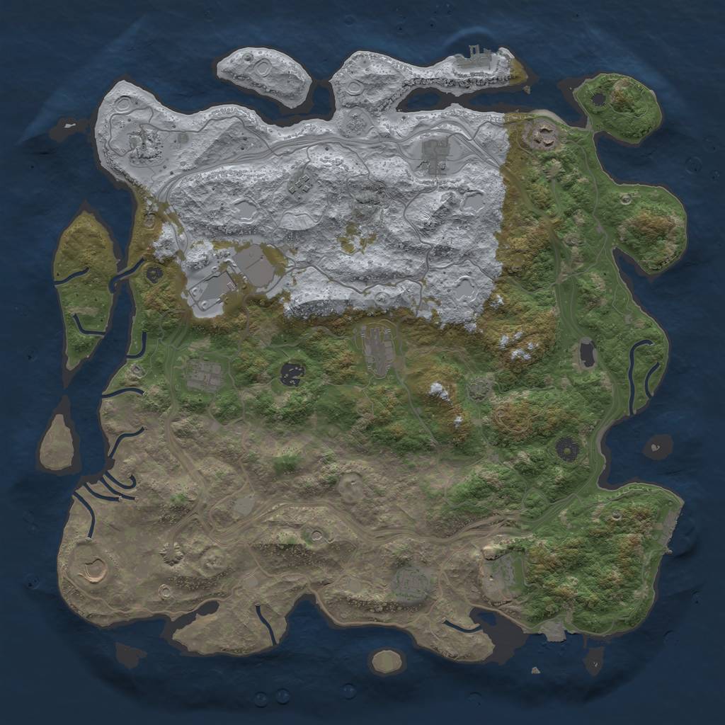 Rust Map: Procedural Map, Size: 4500, Seed: 1397859414, 19 Monuments