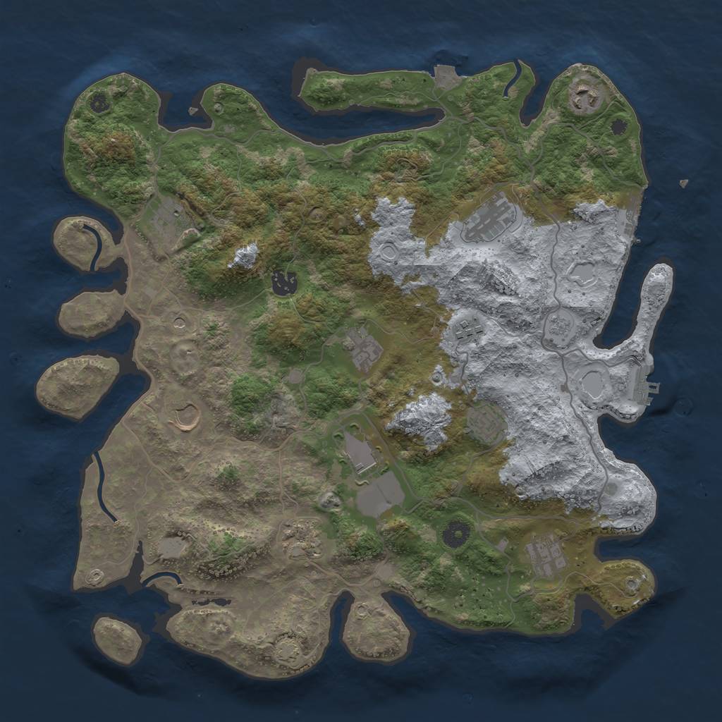 Rust Map: Procedural Map, Size: 4000, Seed: 897654321, 19 Monuments