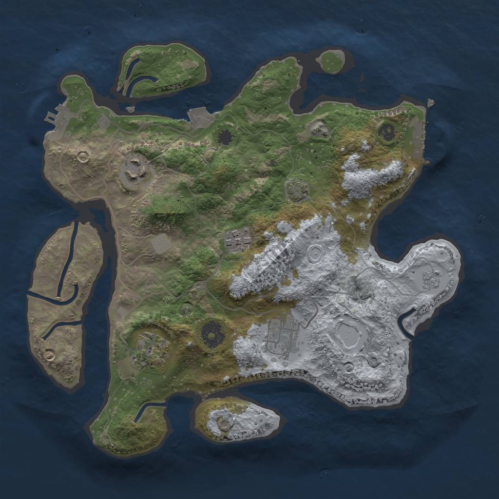 Rust Map: Procedural Map, Size: 3000, Seed: 3837, 11 Monuments