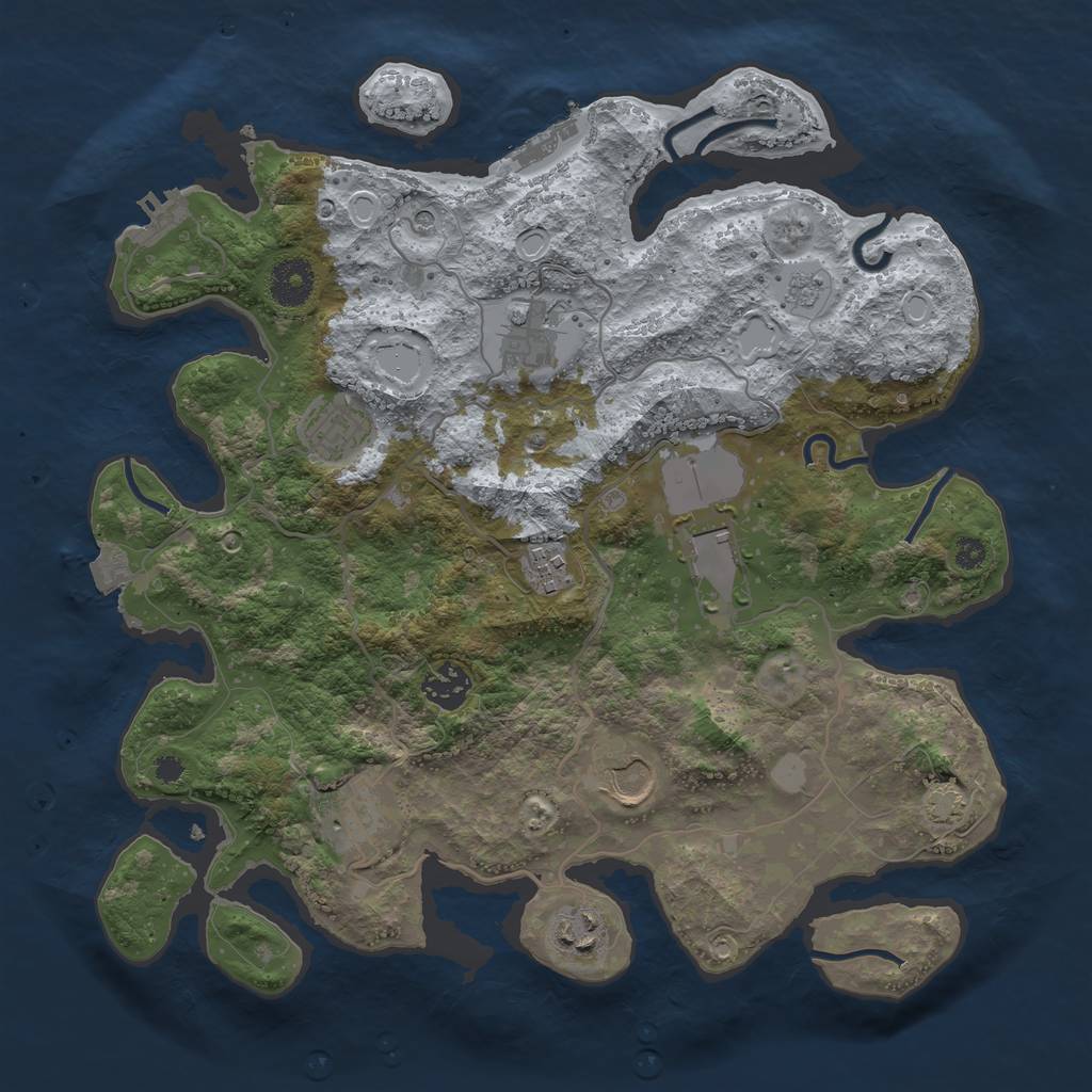 Rust Map: Procedural Map, Size: 3500, Seed: 430497240, 16 Monuments