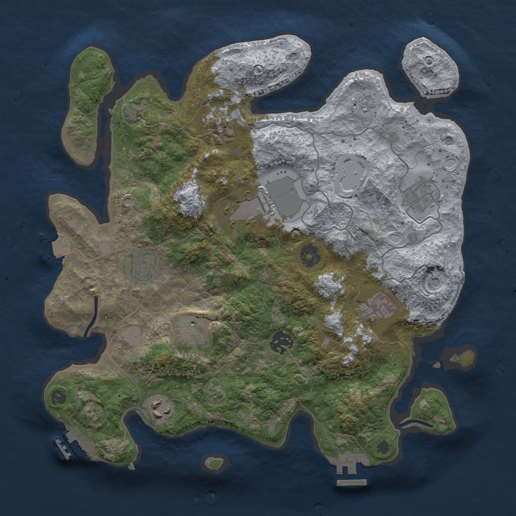Rust Map: Procedural Map, Size: 3500, Seed: 12970805, 14 Monuments
