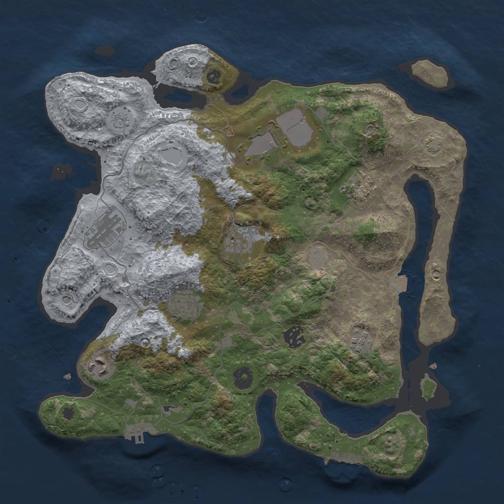 Rust Map: Procedural Map, Size: 3500, Seed: 568236581, 16 Monuments