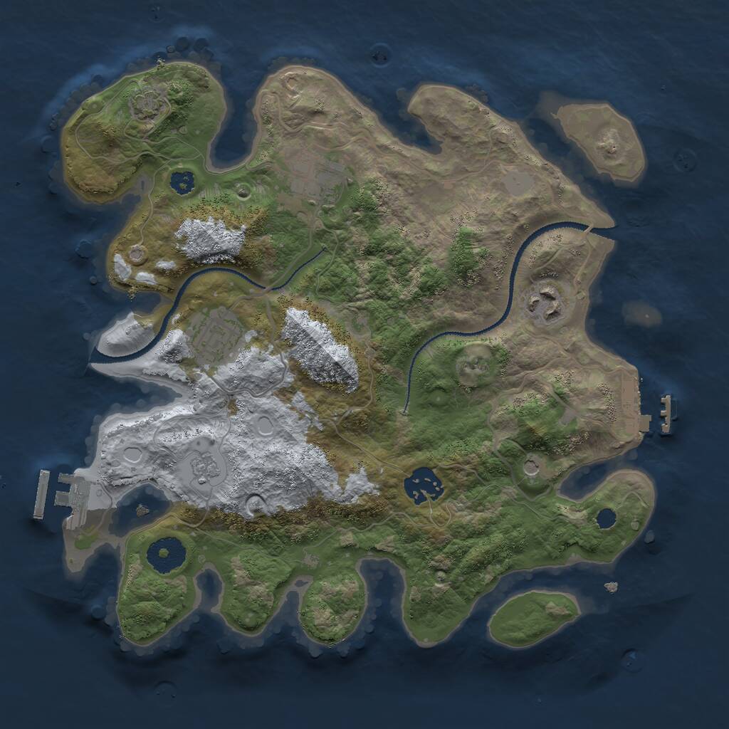 Rust Map: Procedural Map, Size: 3000, Seed: 32384, 10 Monuments