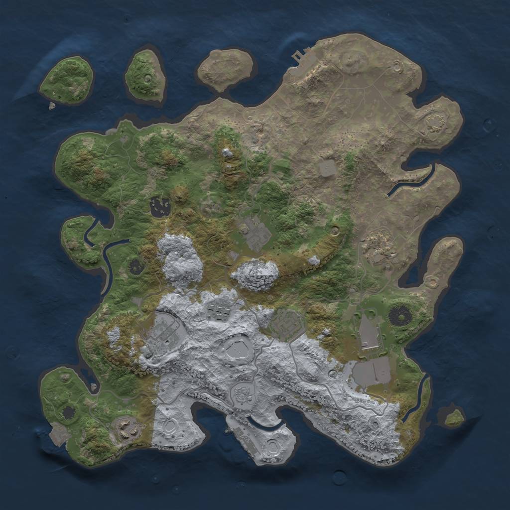 Rust Map: Procedural Map, Size: 3500, Seed: 1406691273, 15 Monuments