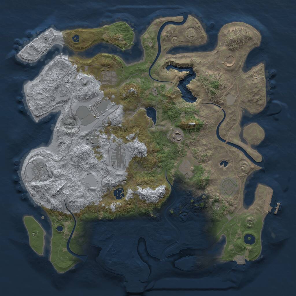 Rust Map: Procedural Map, Size: 4000, Seed: 683621274, 16 Monuments