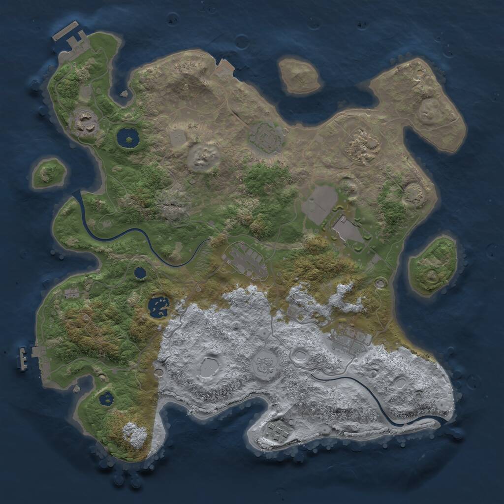 Rust Map: Procedural Map, Size: 3500, Seed: 349604878, 14 Monuments