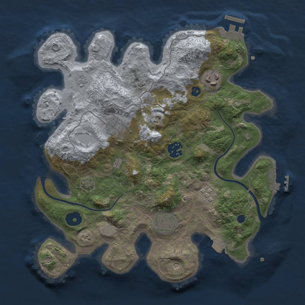 Rust Map: Procedural Map, Size: 3000, Seed: 65886, 11 Monuments