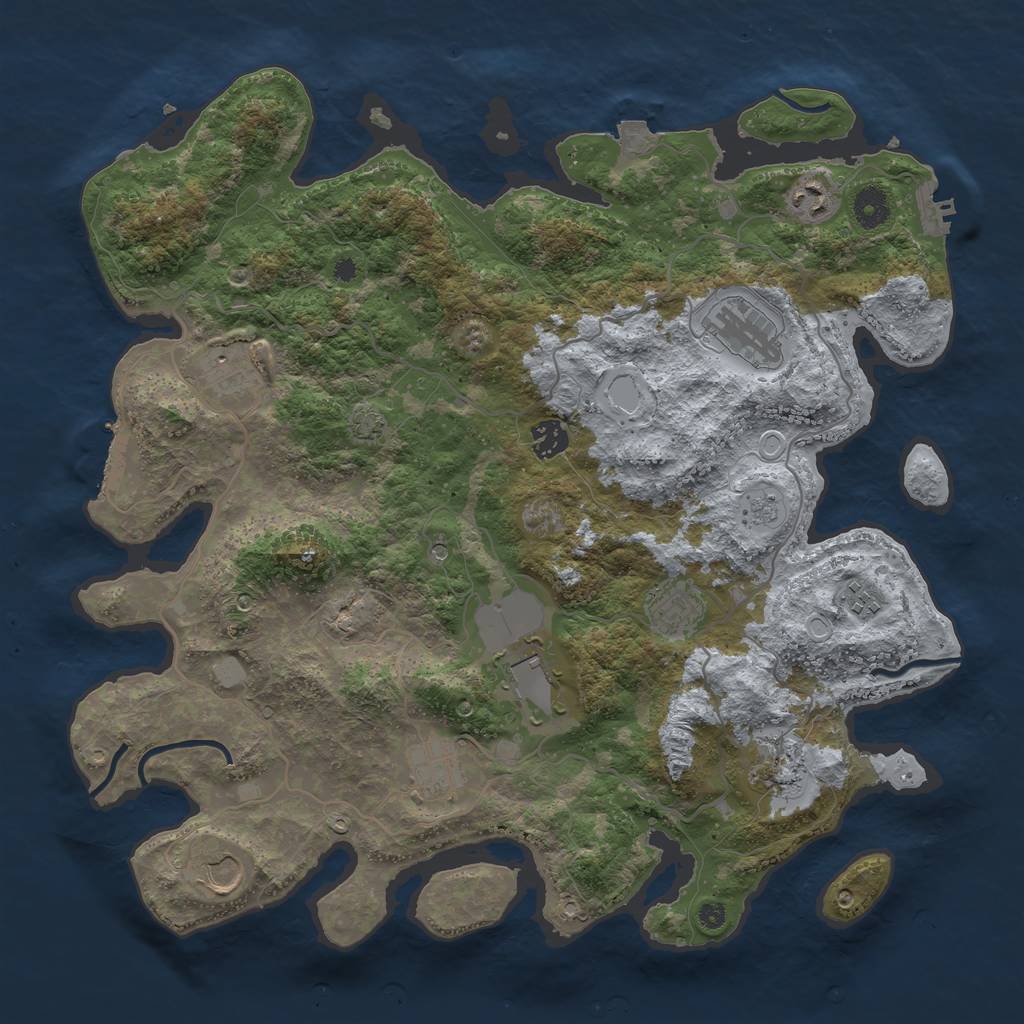 Rust Map: Procedural Map, Size: 4000, Seed: 142987669, 18 Monuments