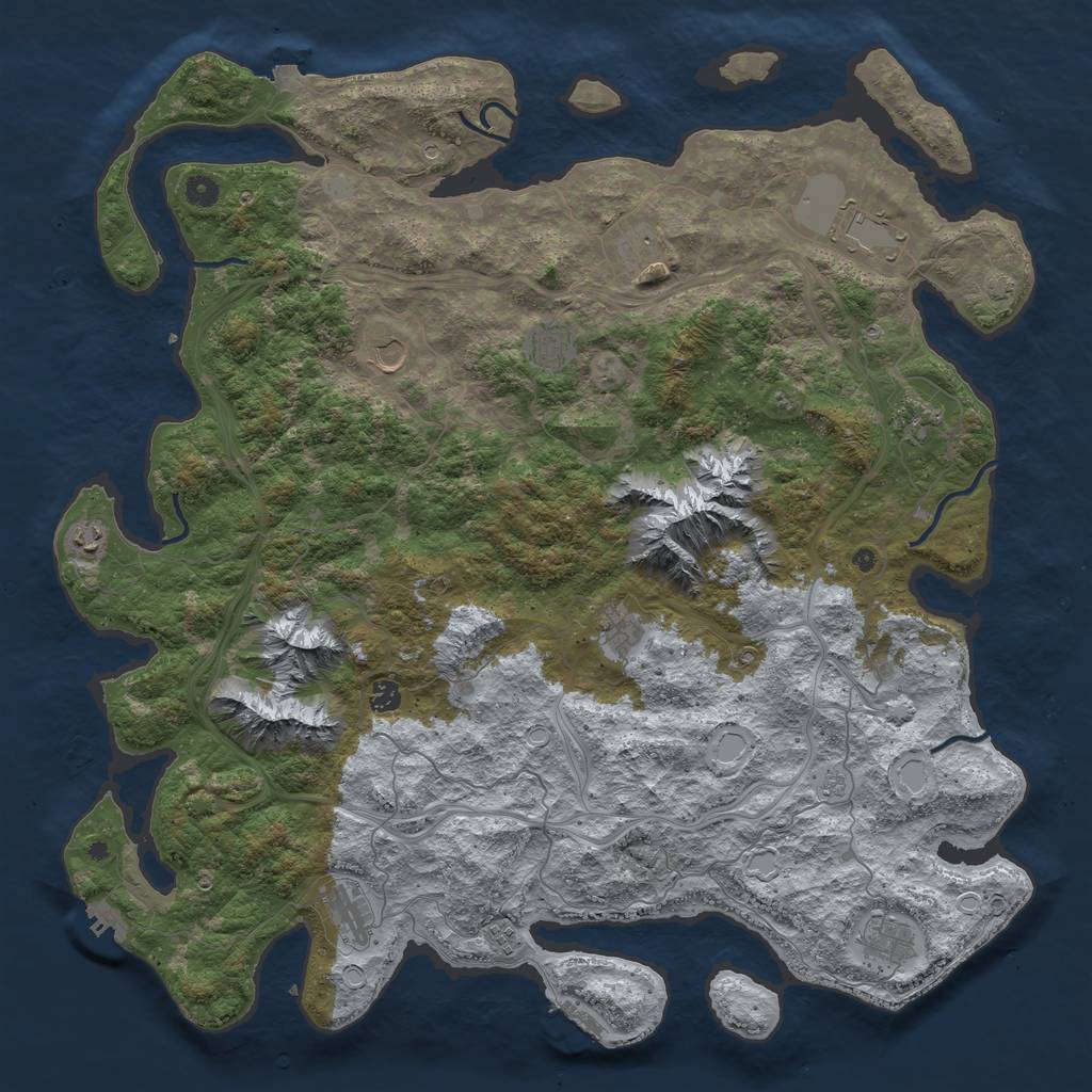 Rust Map: Procedural Map, Size: 5000, Seed: 1397733292, 19 Monuments