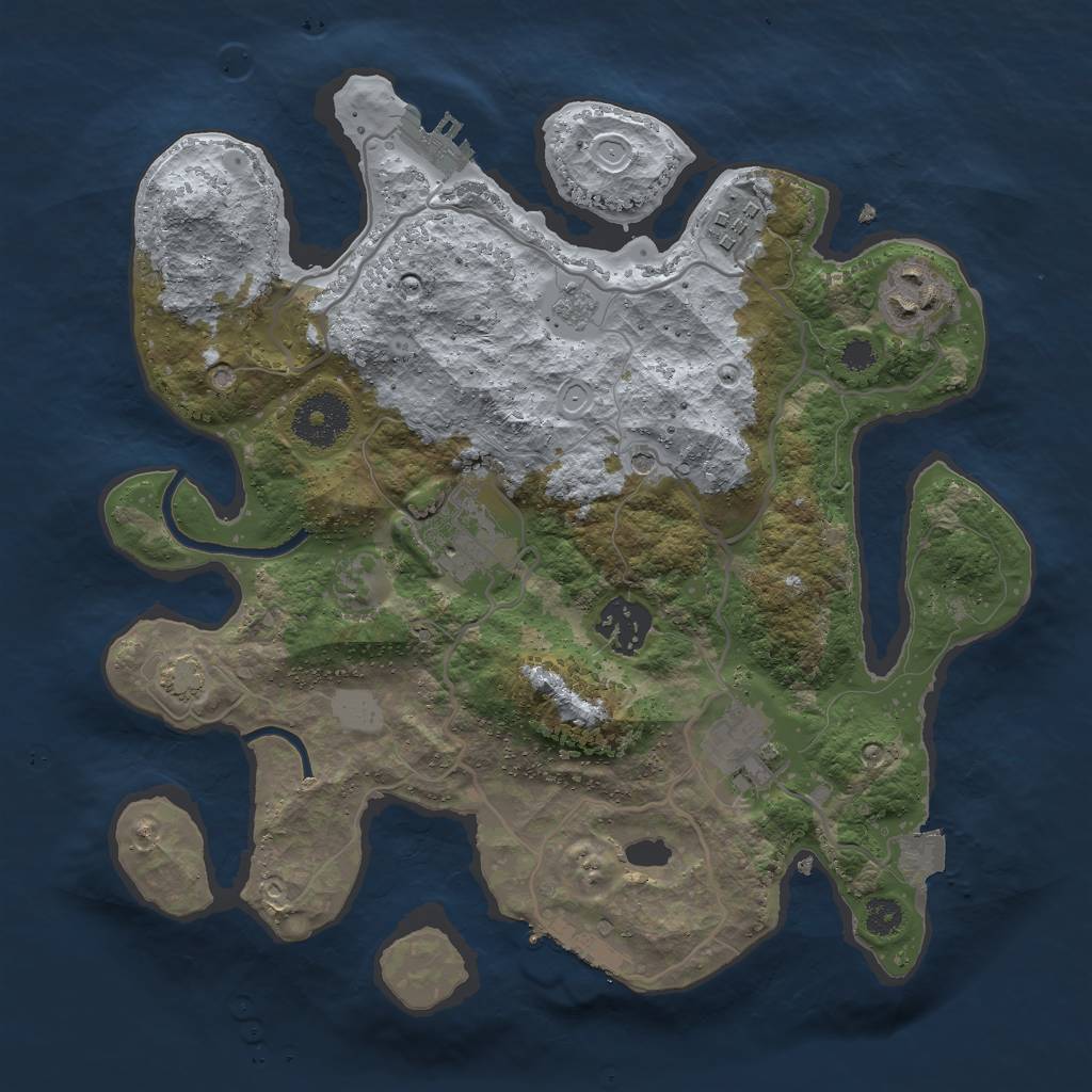 Rust Map: Procedural Map, Size: 3000, Seed: 1701595984, 13 Monuments