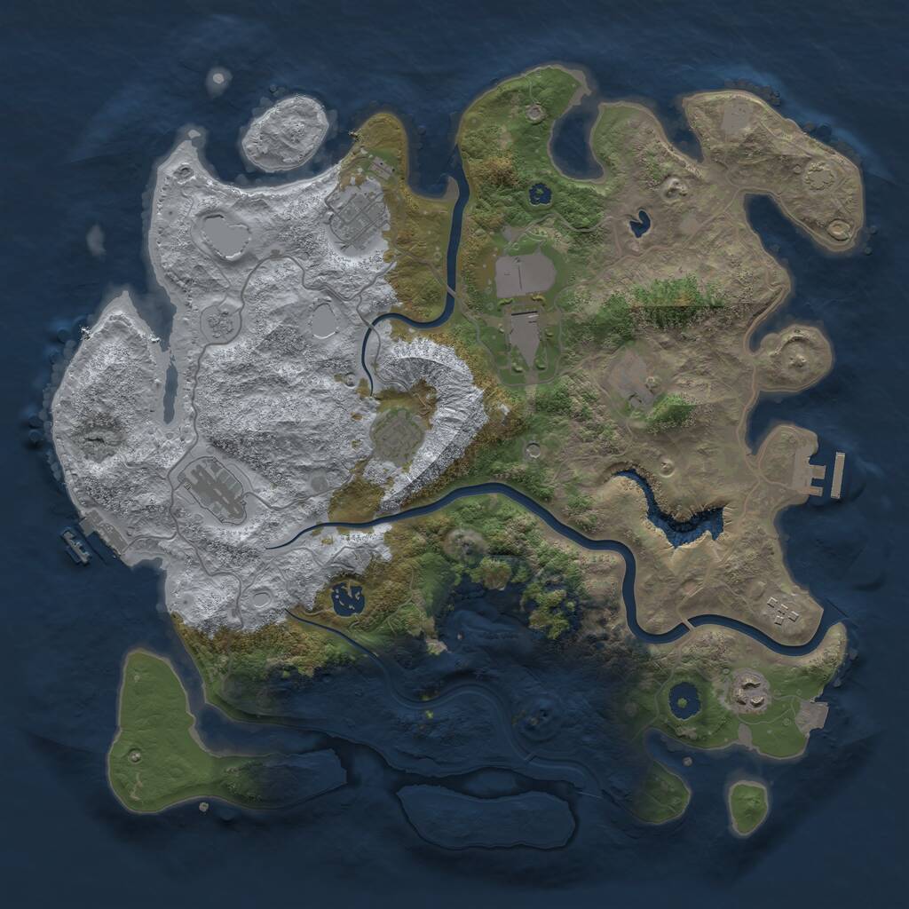 Rust Map: Procedural Map, Size: 4000, Seed: 1036681571, 14 Monuments