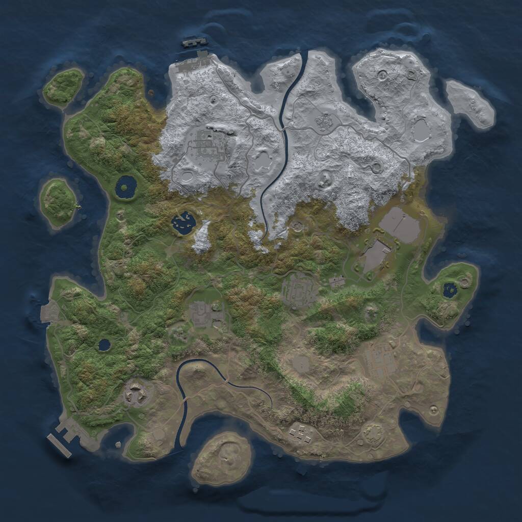 Rust Map: Procedural Map, Size: 3500, Seed: 867530977, 14 Monuments