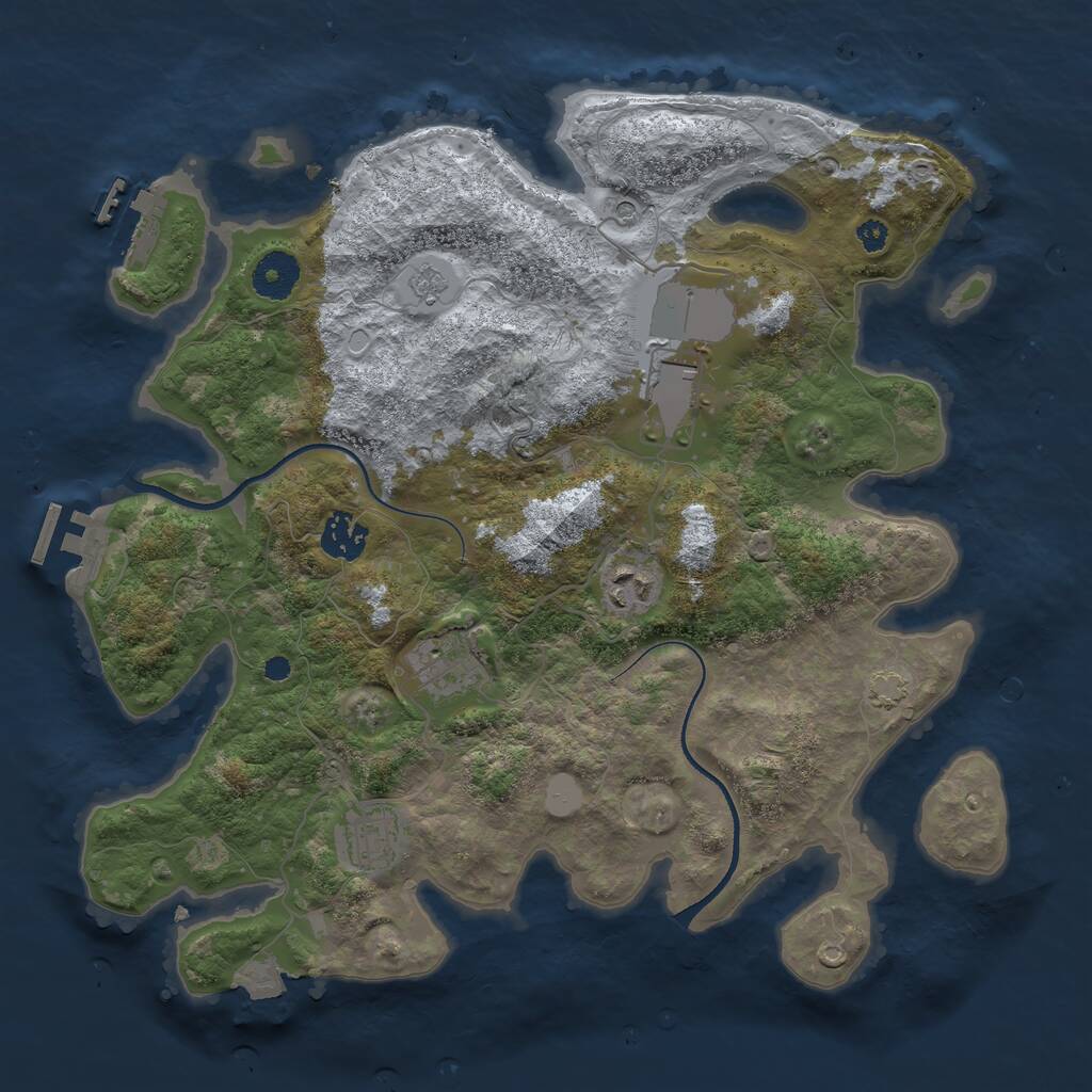 Rust Map: Procedural Map, Size: 3500, Seed: 1660768346, 11 Monuments