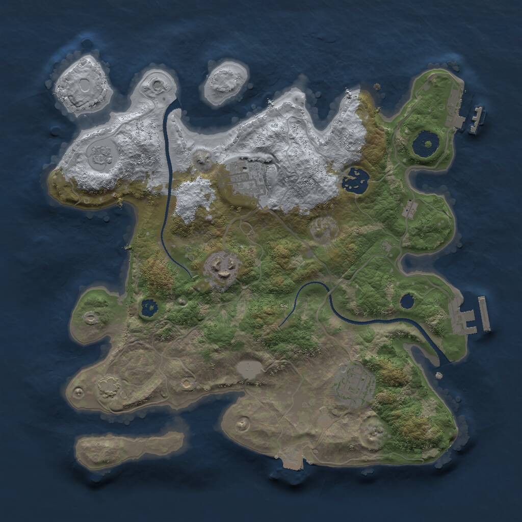 Rust Map: Procedural Map, Size: 3000, Seed: 17249, 9 Monuments