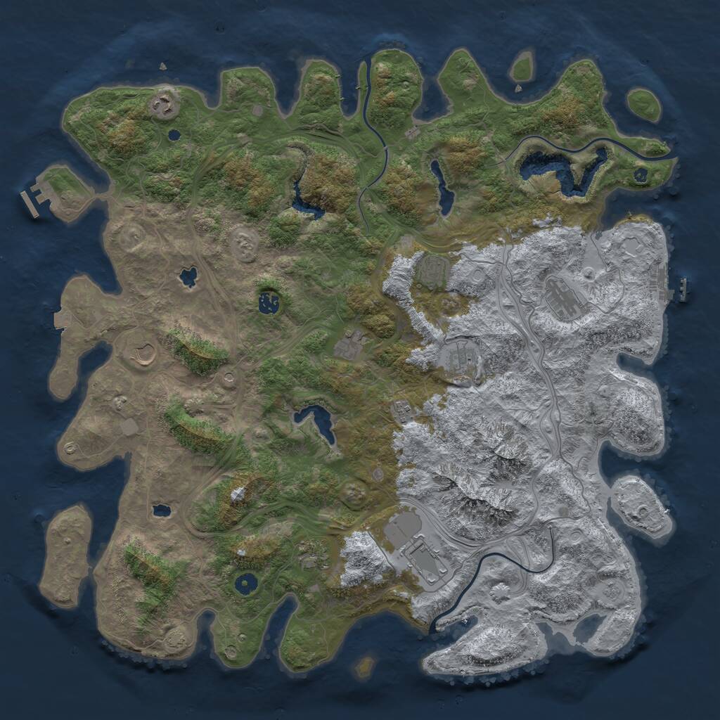 Rust Map: Procedural Map, Size: 5000, Seed: 1850960101, 16 Monuments