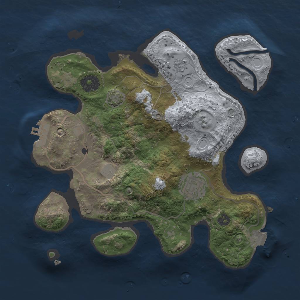 Rust Map: Procedural Map, Size: 2500, Seed: 238196335, 7 Monuments