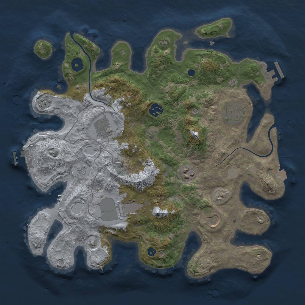 Rust Map: Procedural Map, Size: 3500, Seed: 50079, 13 Monuments