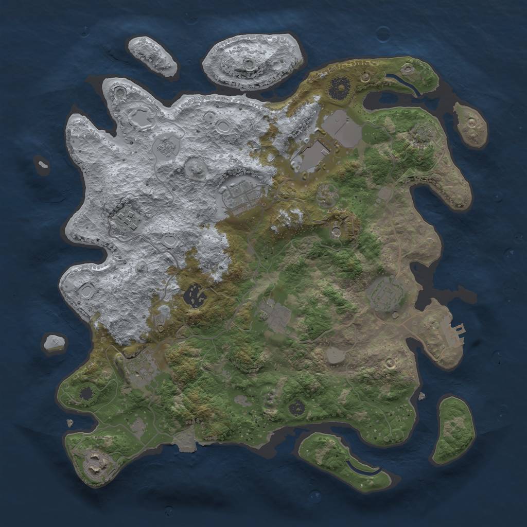 Rust Map: Procedural Map, Size: 3500, Seed: 2087393455, 15 Monuments