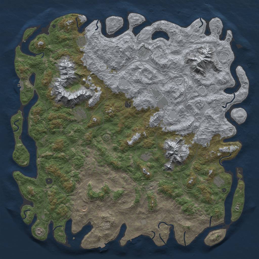 Rust Map: Procedural Map, Size: 6000, Seed: 94266, 19 Monuments