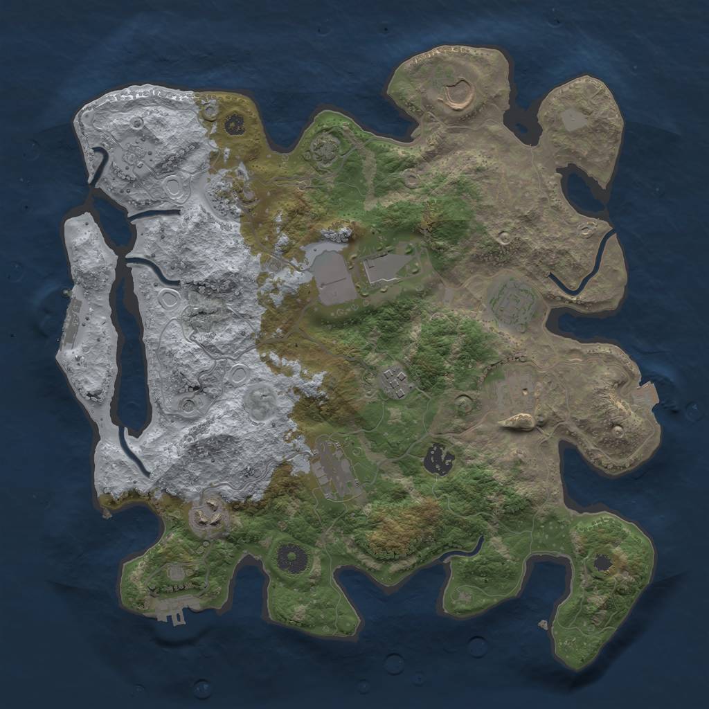 Rust Map: Procedural Map, Size: 3500, Seed: 354486323, 17 Monuments