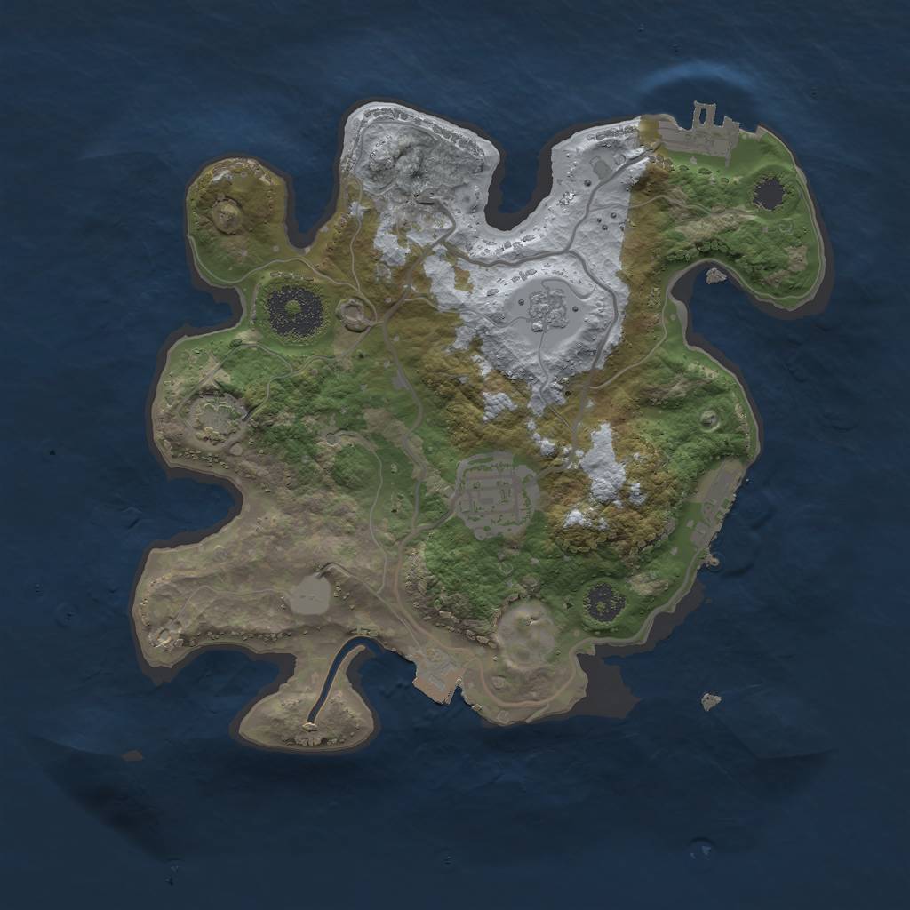 Rust Map: Procedural Map, Size: 2500, Seed: 565677, 8 Monuments