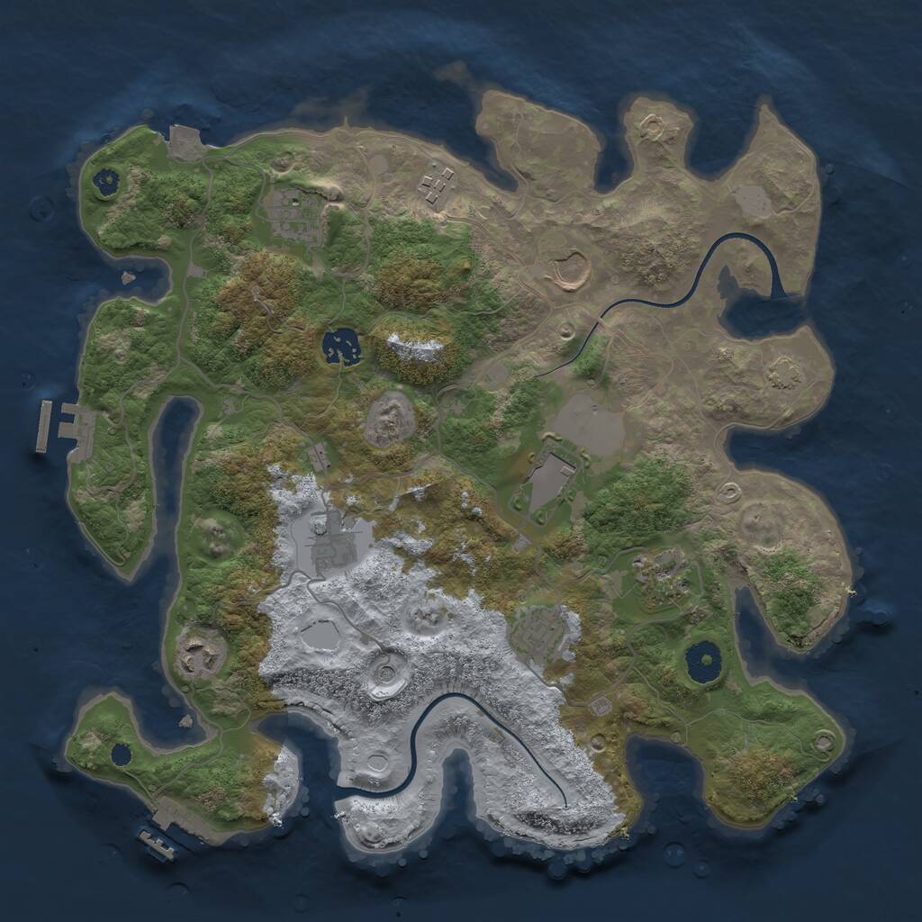 Rust Map: Procedural Map, Size: 3550, Seed: 82442866, 14 Monuments