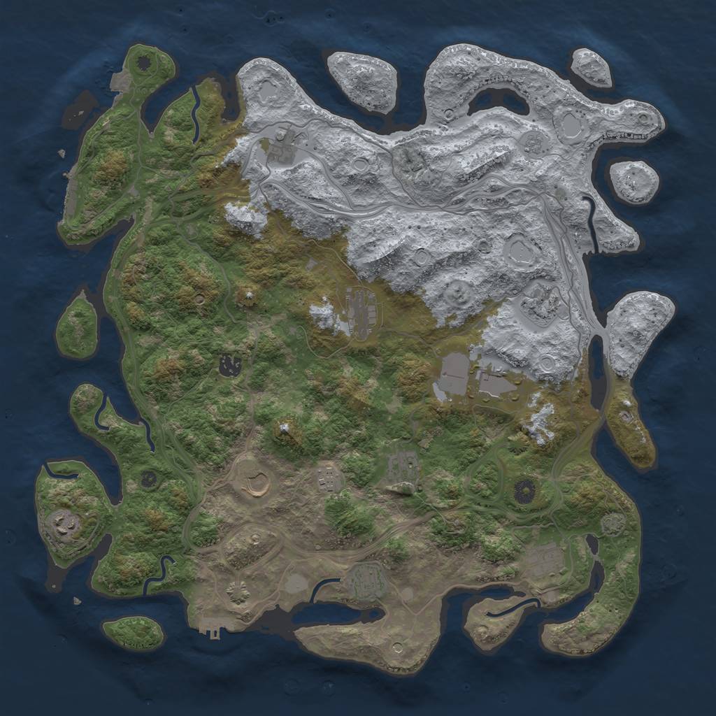 Rust Map: Procedural Map, Size: 4500, Seed: 76854373, 19 Monuments