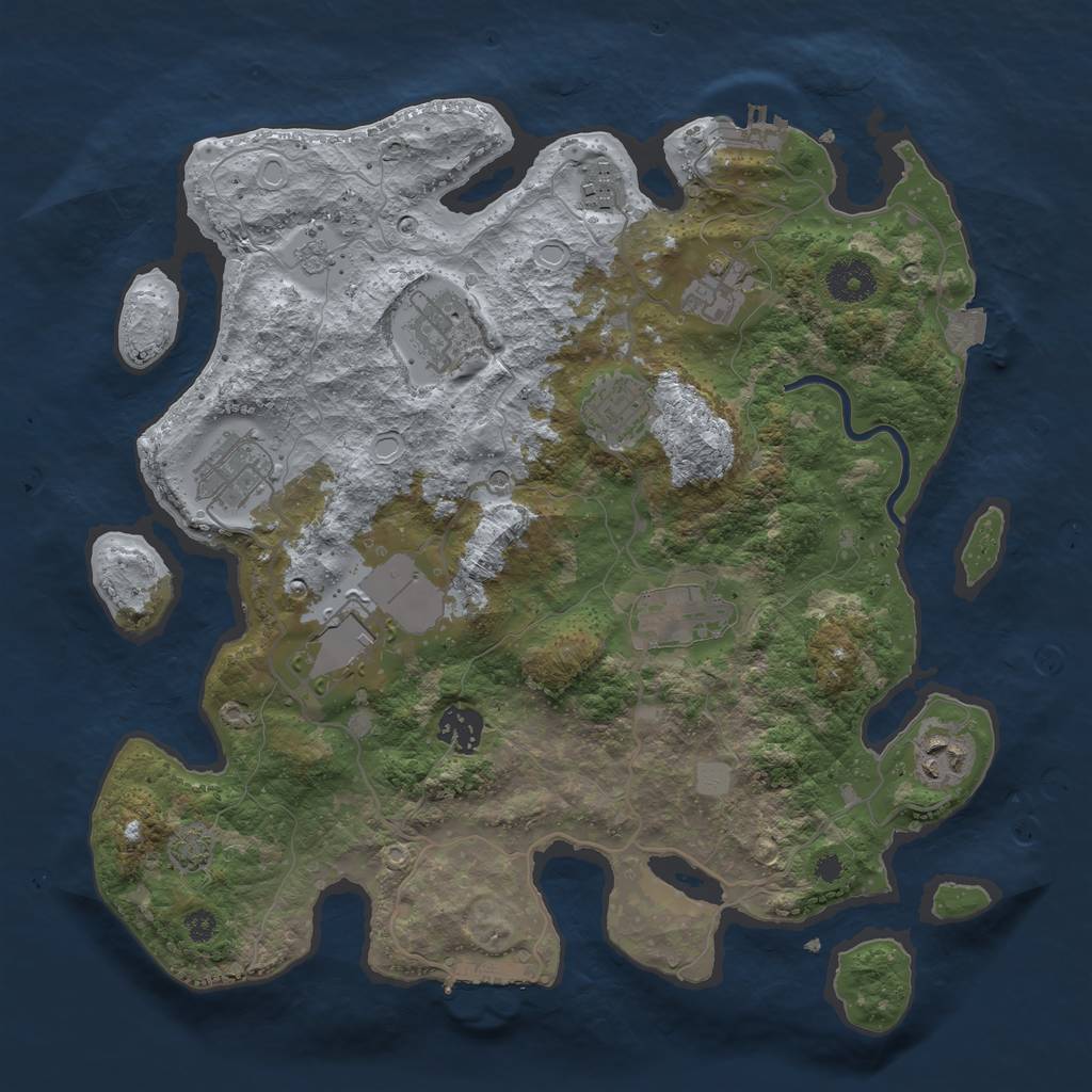 Rust Map: Procedural Map, Size: 3500, Seed: 341007874, 17 Monuments