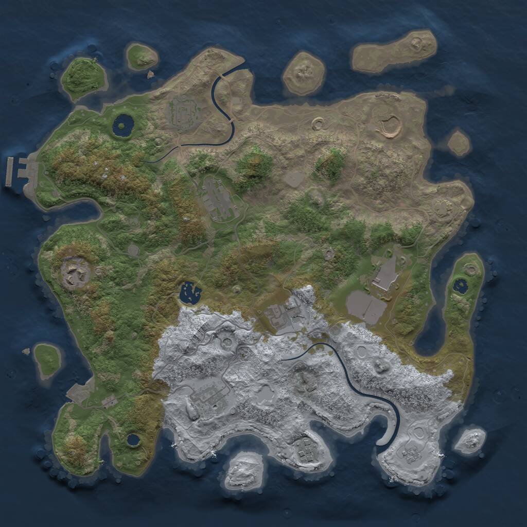 Rust Map: Procedural Map, Size: 3600, Seed: 53095436, 14 Monuments