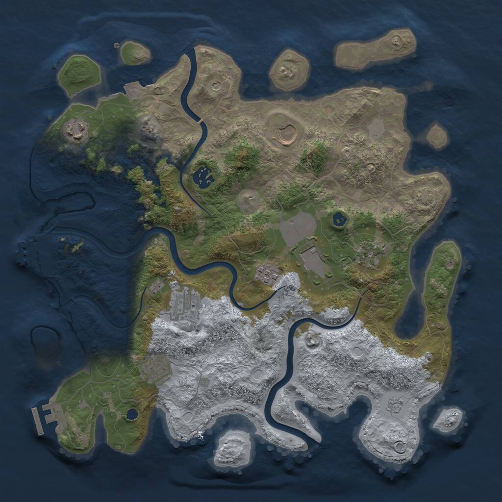 Rust Map: Procedural Map, Size: 3600, Seed: 53095436, 14 Monuments