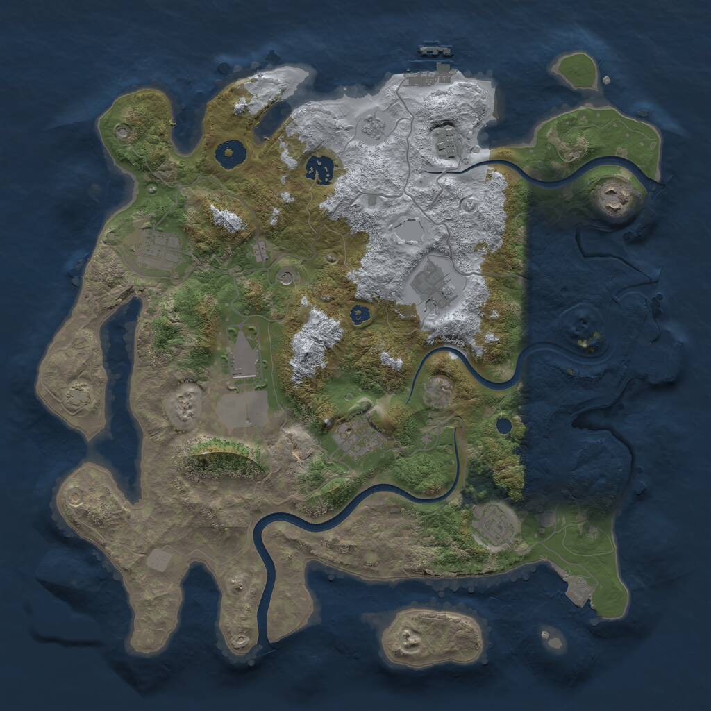 Rust Map: Procedural Map, Size: 3650, Seed: 31482928, 14 Monuments