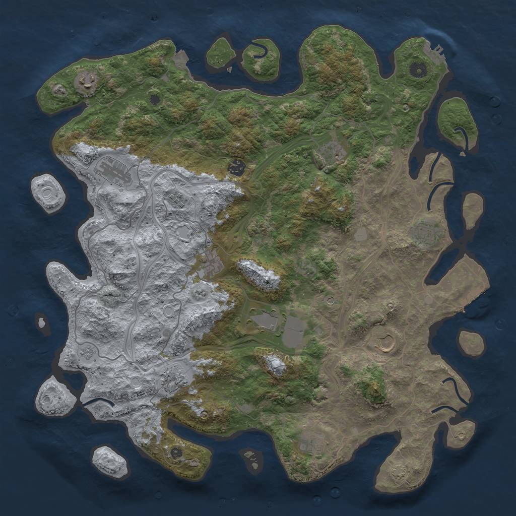 Rust Map: Procedural Map, Size: 4500, Seed: 1506405821, 19 Monuments
