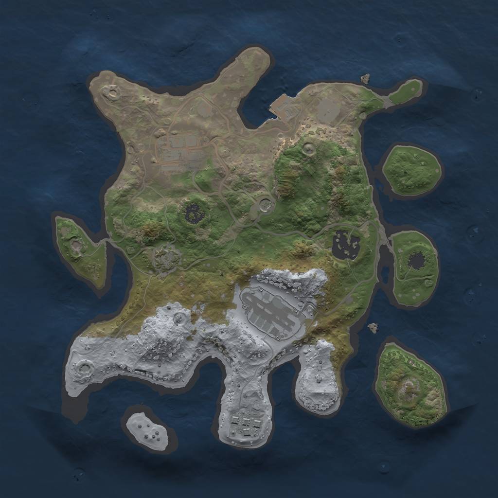Rust Map: Procedural Map, Size: 2500, Seed: 199664191, 9 Monuments