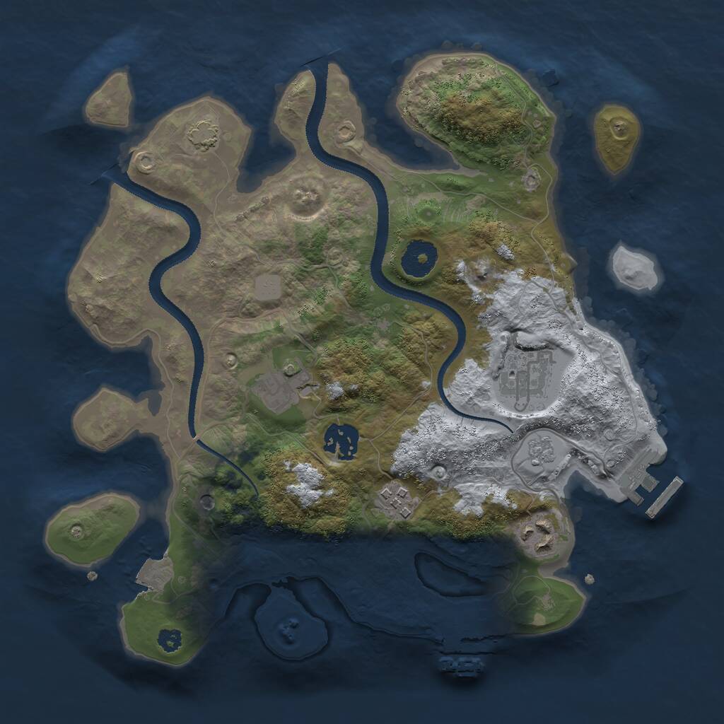 Rust Map: Procedural Map, Size: 3000, Seed: 810677832, 11 Monuments