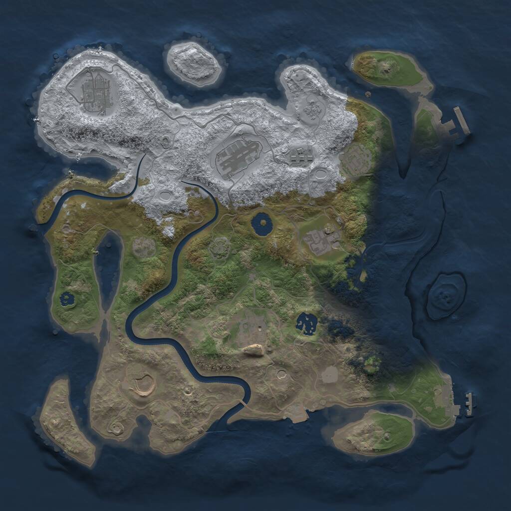 Rust Map: Procedural Map, Size: 3500, Seed: 62910869, 14 Monuments