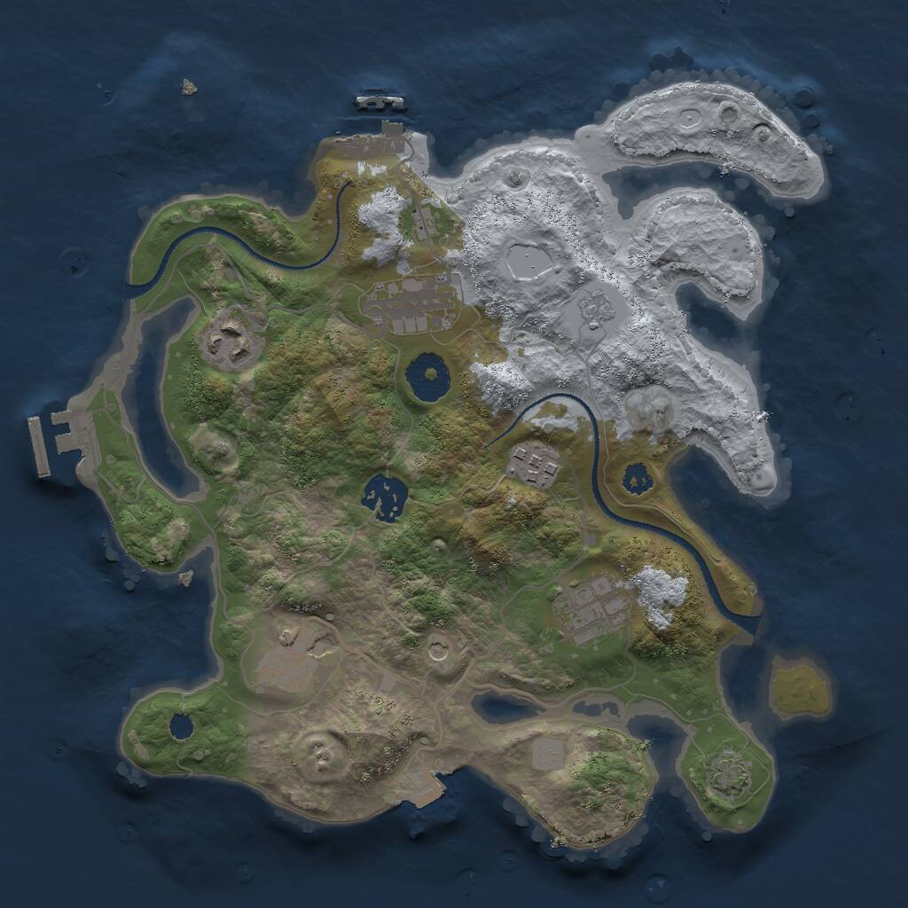 Rust Map: Procedural Map, Size: 3000, Seed: 778682520, 12 Monuments