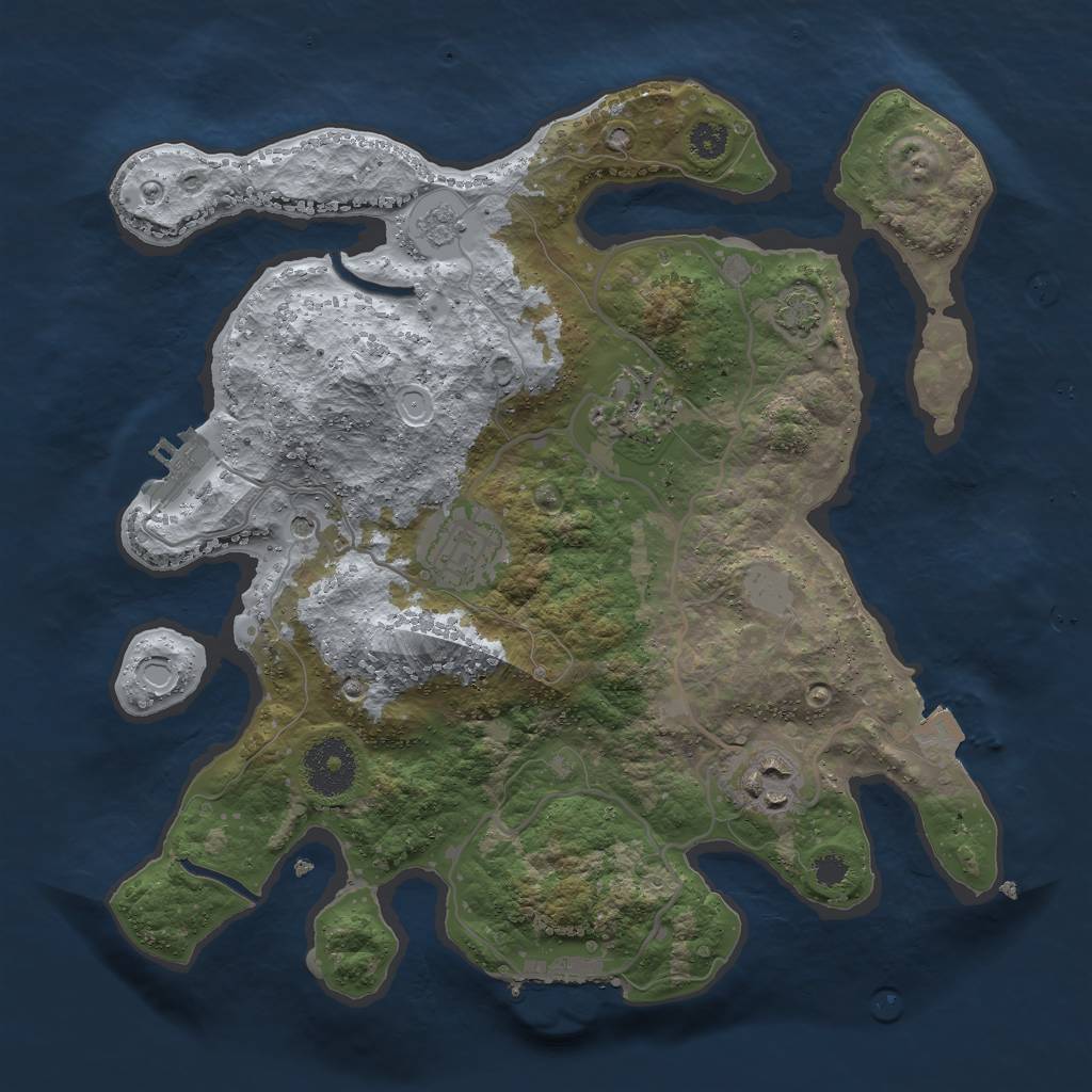 Rust Map: Procedural Map, Size: 3000, Seed: 279134337, 11 Monuments
