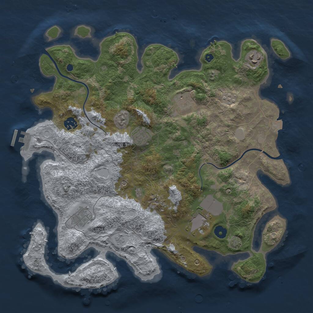Rust Map: Procedural Map, Size: 3750, Seed: 484399614, 13 Monuments