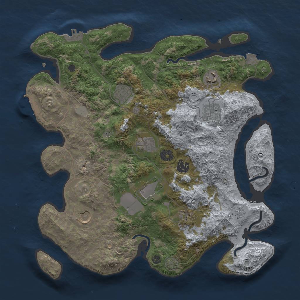 Rust Map: Procedural Map, Size: 3500, Seed: 1806719161, 16 Monuments