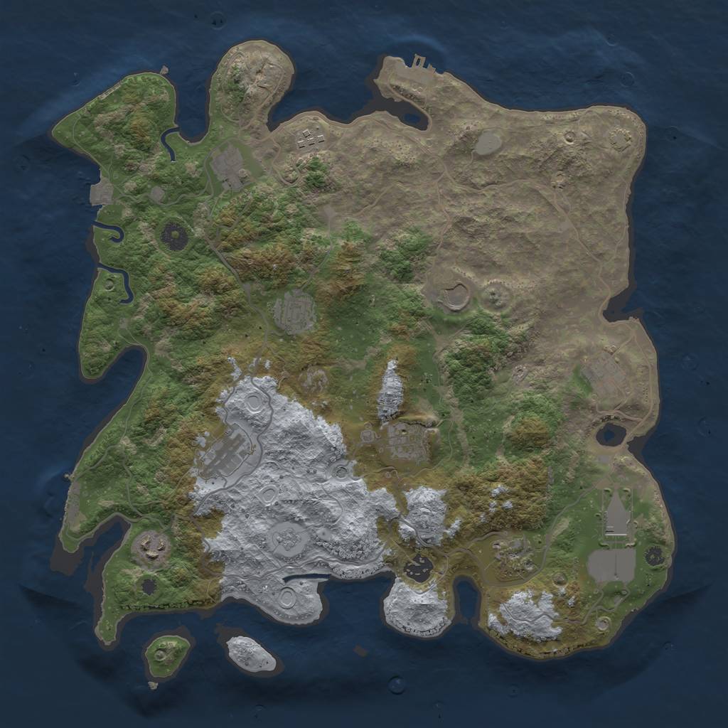 Rust Map: Procedural Map, Size: 4000, Seed: 50004, 19 Monuments
