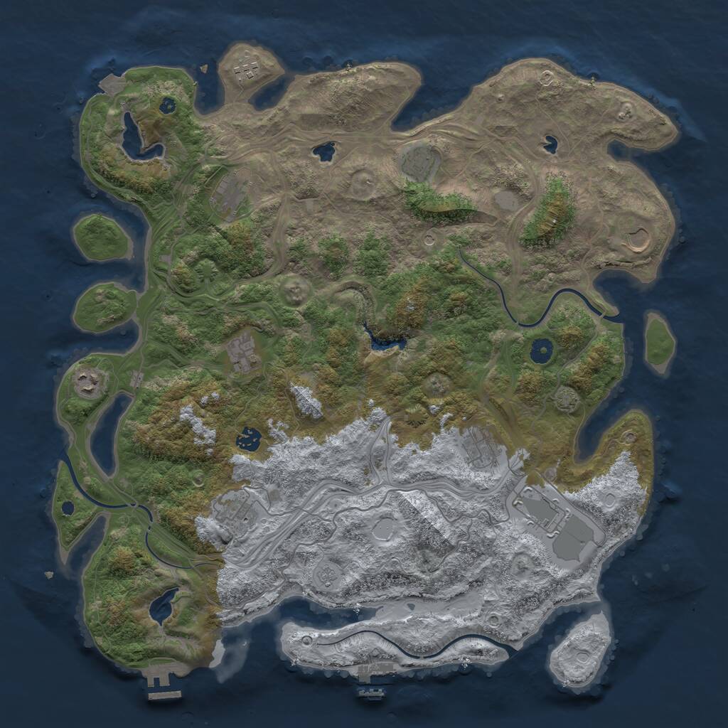 Rust Map: Procedural Map, Size: 4500, Seed: 1953884446, 16 Monuments