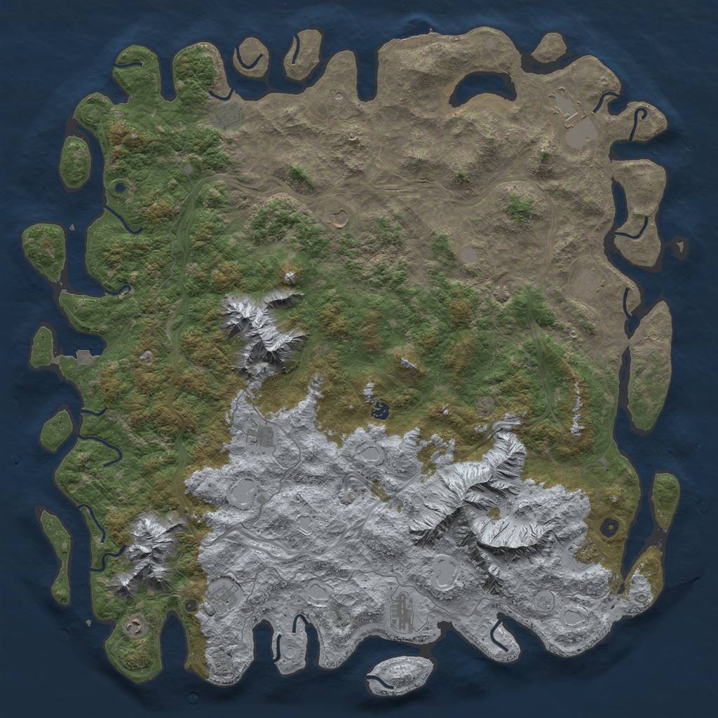 Rust Map: Procedural Map, Size: 6000, Seed: 1272904821, 18 Monuments