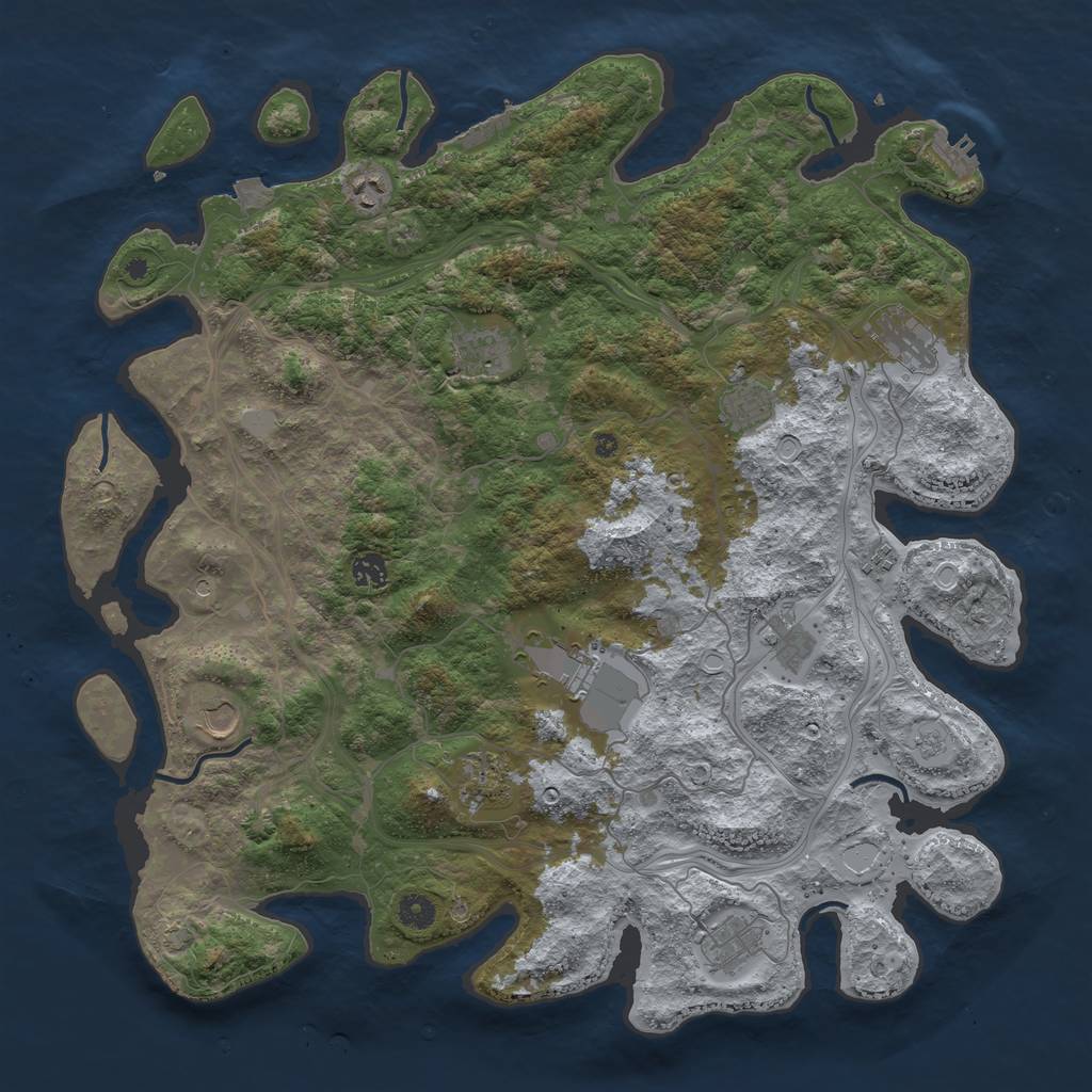 Rust Map: Procedural Map, Size: 4500, Seed: 1730680104, 19 Monuments