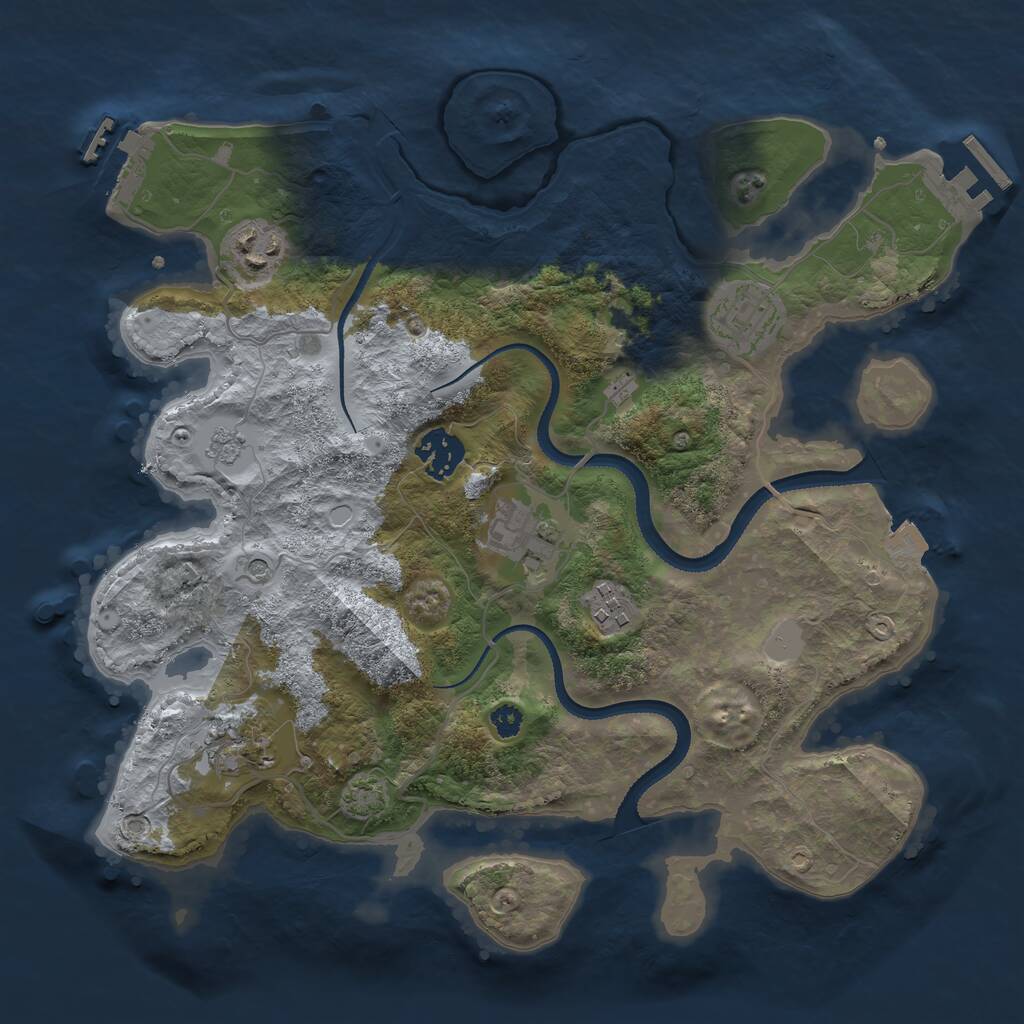 Rust Map: Procedural Map, Size: 3250, Seed: 221515, 12 Monuments