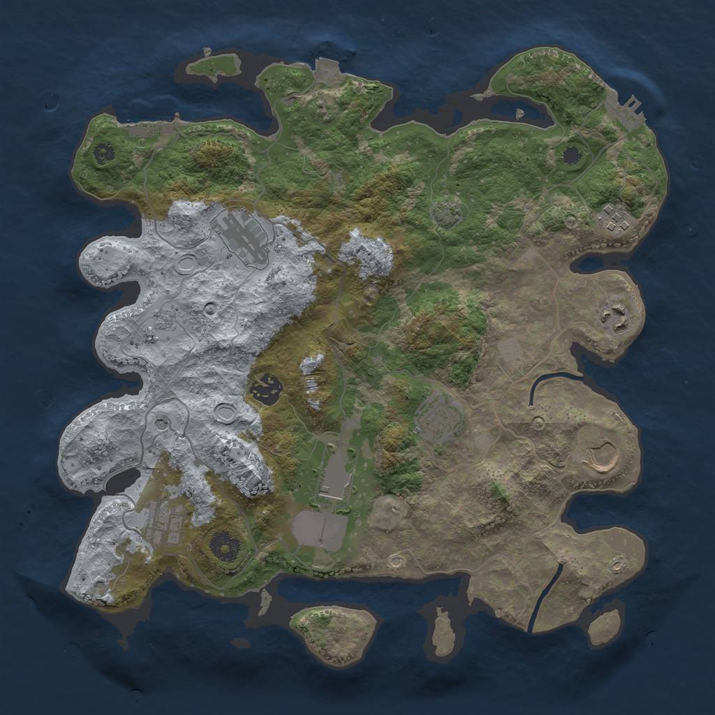 Rust Map: Procedural Map, Size: 3500, Seed: 221515, 16 Monuments