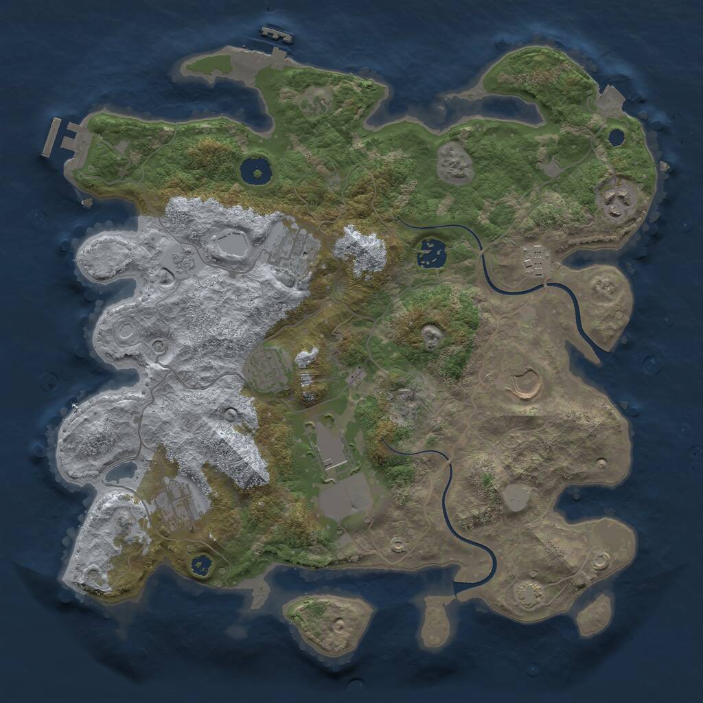 Rust Map: Procedural Map, Size: 3500, Seed: 221515, 14 Monuments