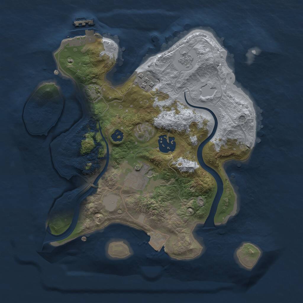 Rust Map: Procedural Map, Size: 2500, Seed: 1252095094, 7 Monuments