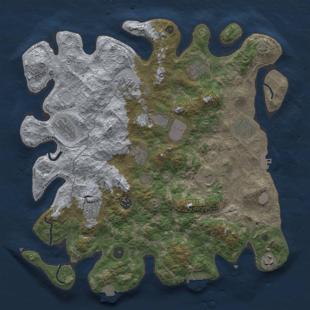 Rust Map: Procedural Map, Size: 4000, Seed: 23180083, 19 Monuments
