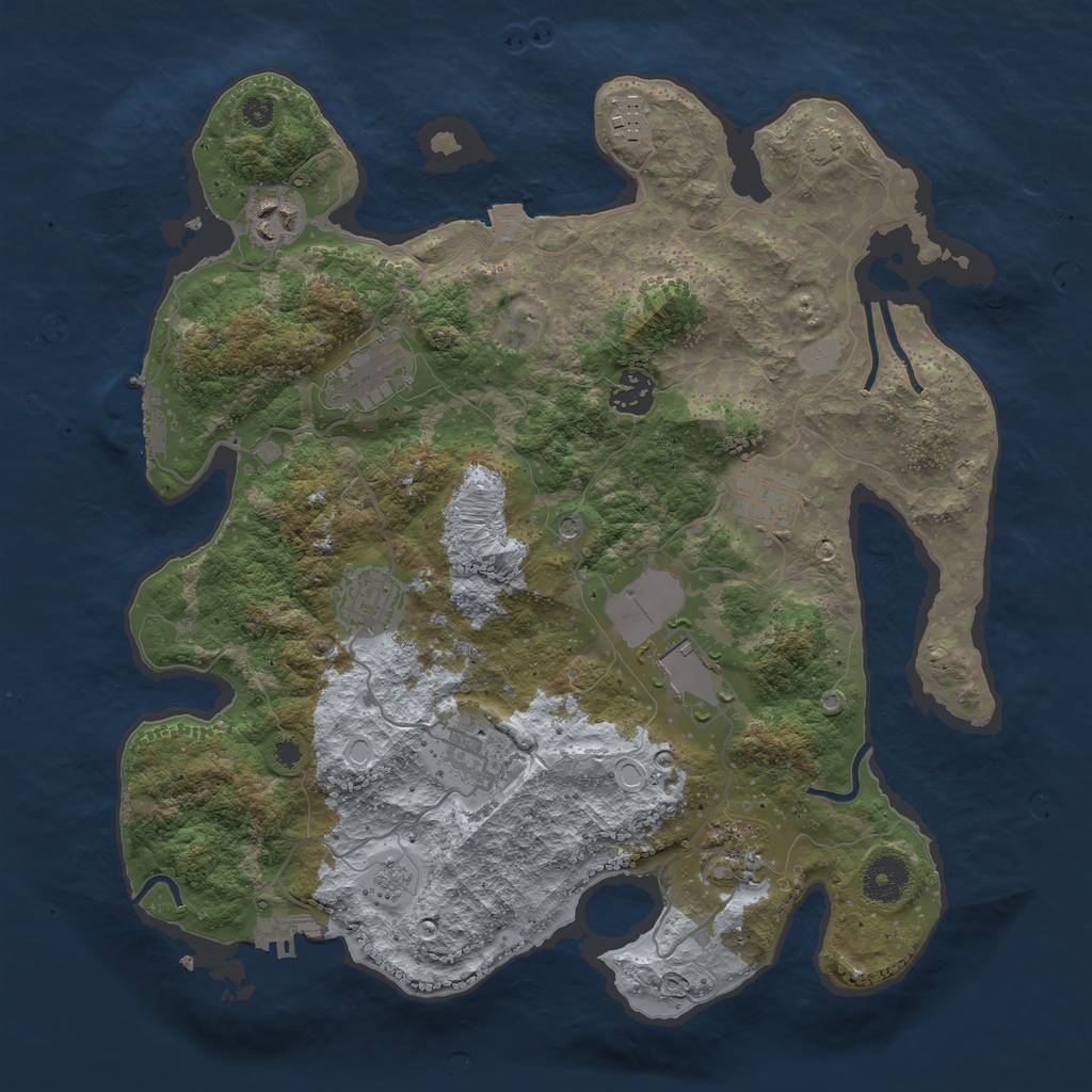 Rust Map: Procedural Map, Size: 3600, Seed: 73, 17 Monuments